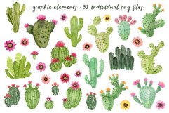 Cute cacti - Watercolor hand painted individual elements Product Image 2