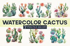 Watercolor Cactus art Sublimation PNG Bundle Product Image 1