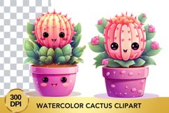 2 png Cute Watercolor cactus Clipart, cactus sublimation Product Image 1