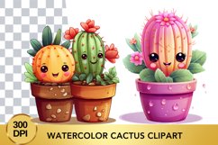 2 png Cute Watercolor cactus Clipart, cactus sublimation Product Image 1