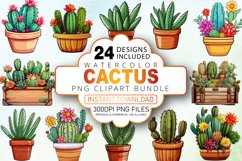 Watercolor Cactus Clipart Bundle Product Image 1