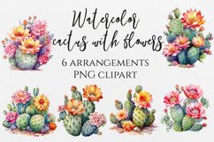 Watercolor cactus clipart for sublimation PNG transparent Product Image 1