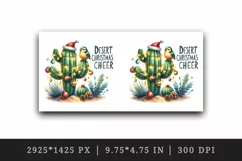 Watercolor cactus hat festive lights baubles Desert Christmas Cheer quote print tumbler skinny mug wrap clipart t-shirt sublimation printable design