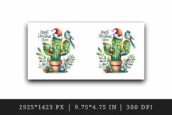 Watercolor cactus hat festive lights baubles Desert Christmas Cheer quote print tumbler skinny mug wrap clipart t-shirt sublimation printable design