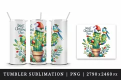 Watercolor cactus hat festive lights baubles Desert Christmas Cheer quote print tumbler skinny mug wrap clipart t-shirt sublimation printable design