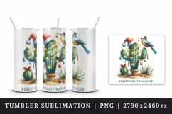 Watercolor cactus hat light bauble Desert Christmas Cheer quote print 20 oz tumbler skinny mug wrap clipart t-shirt sublimation printable design