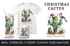 Watercolor cactus hat light bauble Desert Christmas Cheer quote print 20 oz tumbler skinny mug wrap clipart t-shirt sublimation printable design