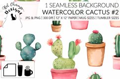 Watercolor cactus plant scrapbooking papers sublimation mug tumbler 1