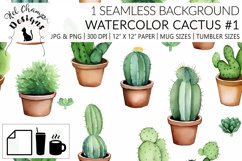 Watercolor cactus plant scrapbooking papers sublimation mug tumbler 1