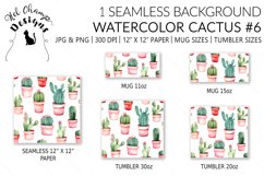 Watercolor cactus plant scrapbooking papers sublimation mug tumbler 2