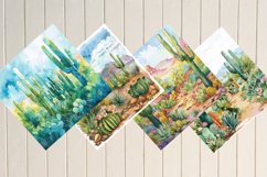 Watercolor Cactus Digital Paper Bundle Product Image 3