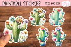Watercolor cactus stickers for Cricut Print and Cut Product Image 1