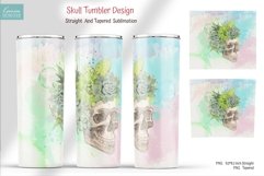 watercolor cactus succulent and skull 20 oz skinny tumbler sublimation design