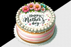 Watercolor cake and pastel flowers Happy Mother Day greeting quote print 20 oz tumbler skinny mug wrap clipart t-shirt sublimation printable design