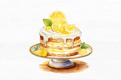 Cake with Lemon Watercolor Sublimation Clipart Product Image 7