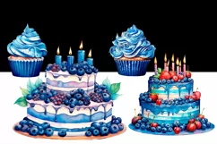 Watercolor cakes and cupcake PNG clipart Product Image 2