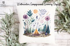 Watercolor Campground Scenery Clipart, T-shirt Design Product Image 10