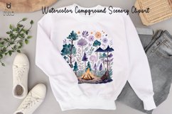 Watercolor Campground Scenery Clipart, T-shirt Design Product Image 11