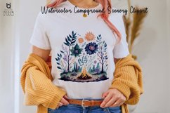 Watercolor Campground Scenery Clipart, T-shirt Design Product Image 2