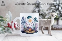 Watercolor Campground Scenery Clipart, T-shirt Design Product Image 3
