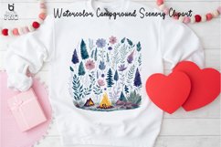 Watercolor Campground Scenery Clipart, T-shirt Design Product Image 6