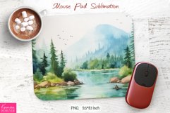 Watercolor Camping Design|Mountain Mouse Pad Sublimation Product Image 1