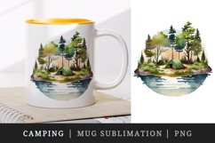 Watercolor camping mug, cup wrap sublimation design png Product Image 1