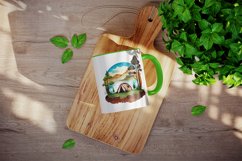 Watercolor camping mug, cup wrap sublimation design png Product Image 3