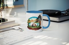 Watercolor camping mug, cup wrap sublimation design png Product Image 4