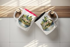 Watercolor camping mug, cup wrap sublimation design png Product Image 5