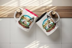 Watercolor camping mug, cup wrap sublimation design png Product Image 5