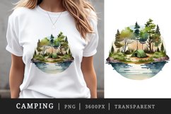 Watercolor camping t-shirt sublimation print design png Product Image 1