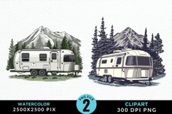 Watercolor Camping Graphics Clipart Product Image 1