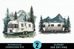 Watercolor Camping Design Clipart Product Image 1