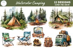Watercolor Camping Sublimation Designs Product Image 1