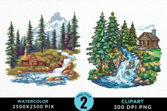 Watercolor Camping Design Clipart Product Image 1