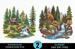 Watercolor Camping Design Clipart Product Image 1