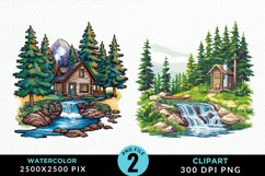Watercolor Camping Graphics Clipart Product Image 1