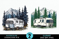 Watercolor Camping Design Clipart Product Image 1
