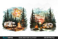 Watercolor Camping Illustration PNG Clipart Product Image 1