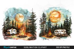 Watercolor Camping Illustration PNG Clipart Product Image 1