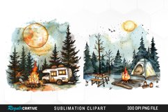 Watercolor Camping Illustration PNG Clipart Product Image 1