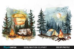 Watercolor Camping Sublimation PNG Clipart Product Image 1