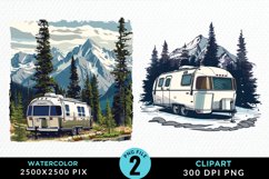 Watercolor Camping Graphics Clipart Product Image 1