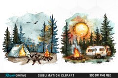 Watercolor Camping Sublimation PNG Clipart Product Image 1