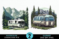 Watercolor Camping Design Clipart Product Image 1