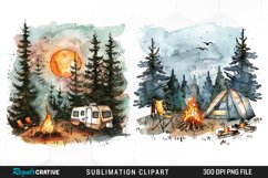 Watercolor Camping Illustration PNG Clipart Product Image 1