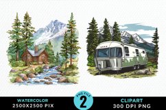 Watercolor Camping Graphics Clipart Product Image 1