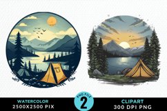 Watercolor Camping Graphics Clipart Product Image 1