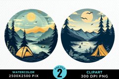Watercolor Camping Graphics Clipart Product Image 1